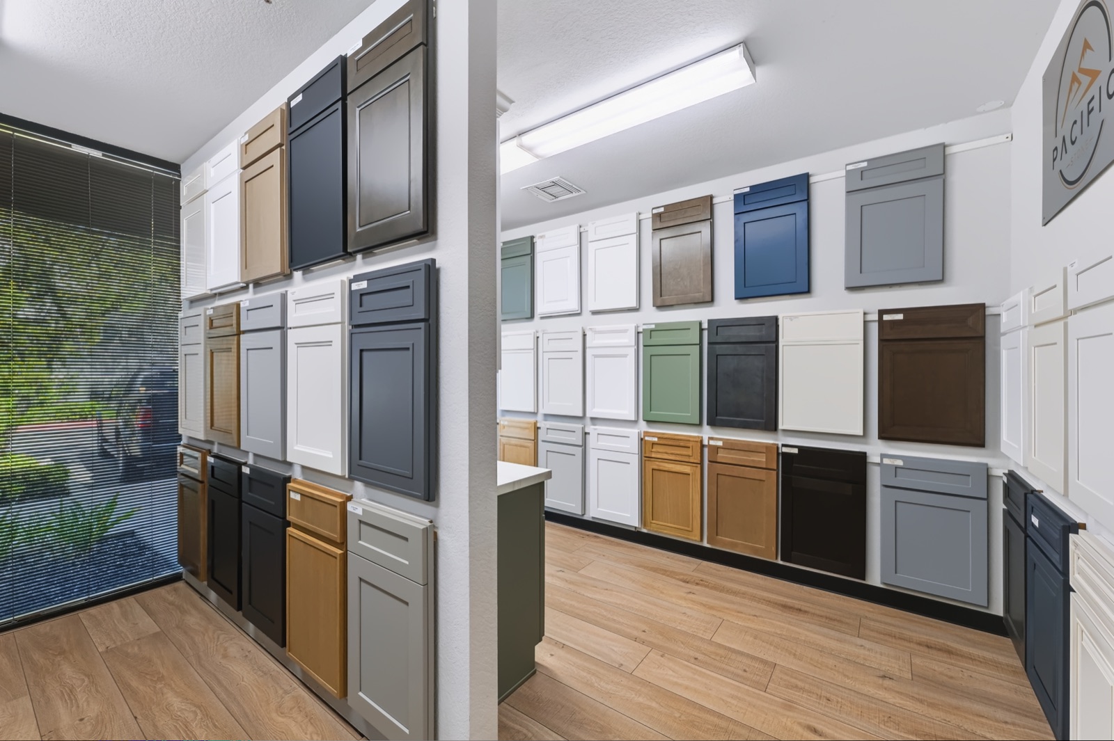 Wall of cabinet color and door samples
