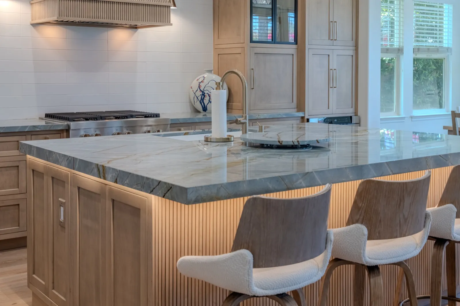 Completed Pacific Stone kitchen project illustrating Prefab vs. Custom Cabinets: Which Fits Your Kitchen?