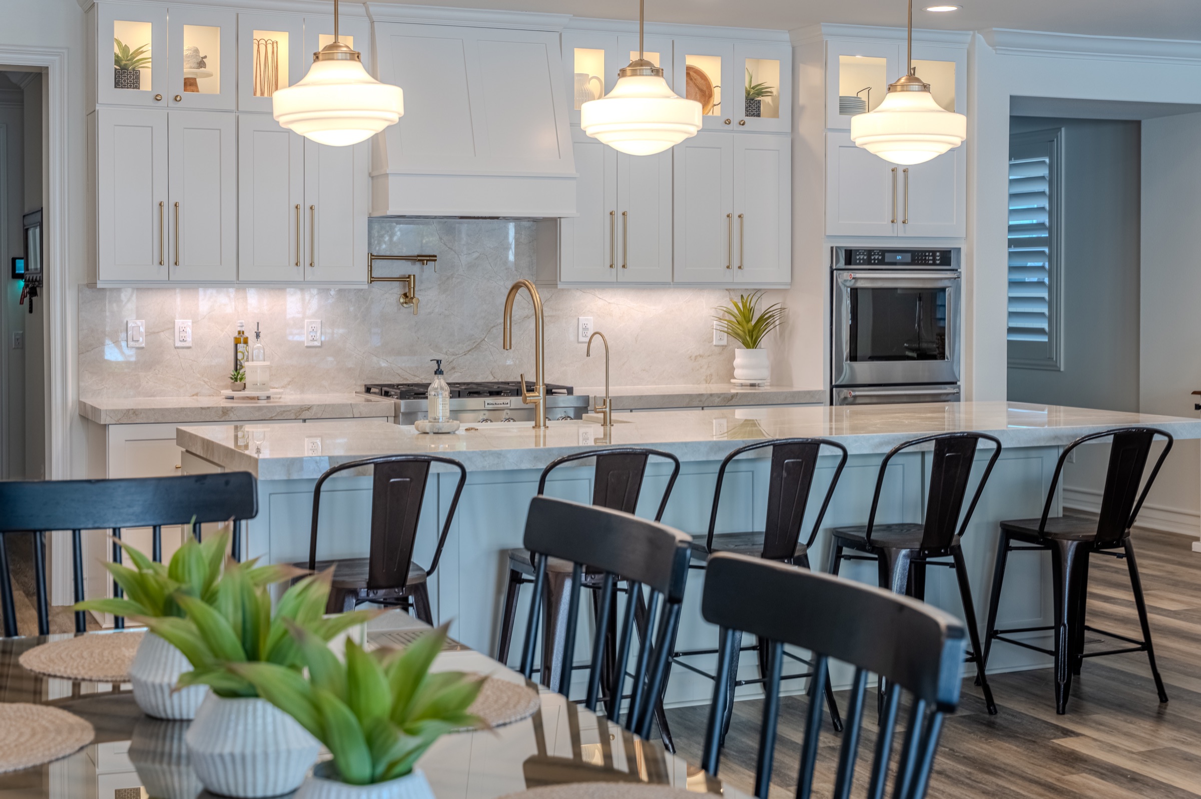 Large quartz island kitchen