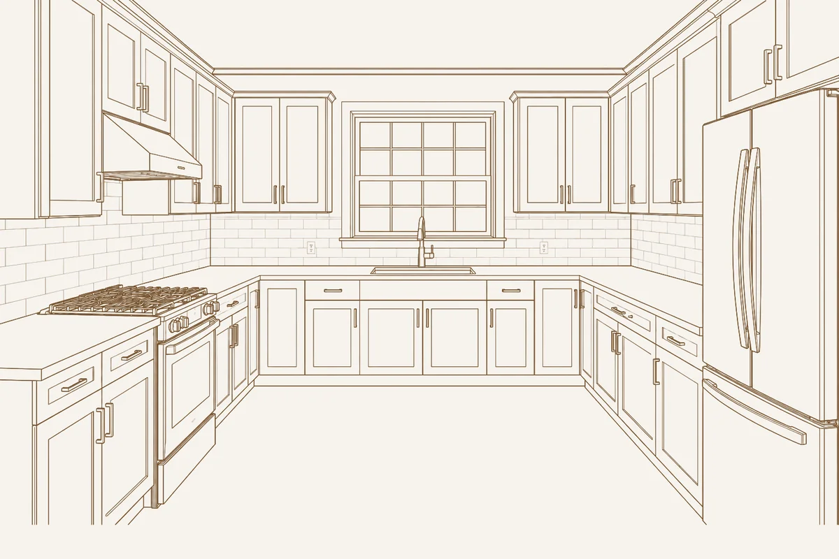 Example 10 by 10 foot U-shaped kitchen layout