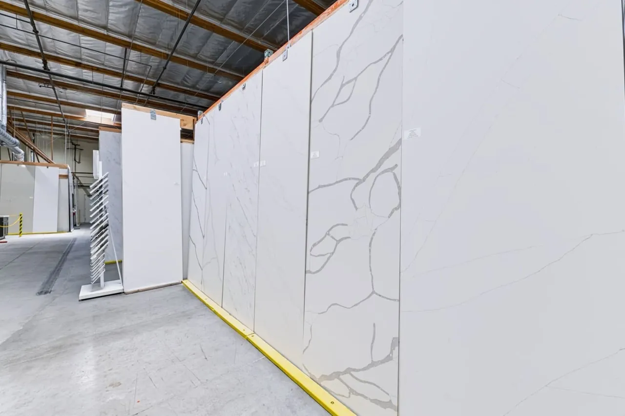 Full stone slabs in showroom